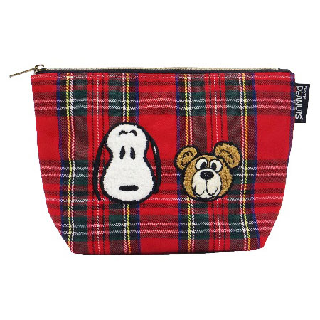 PEANUTS SNOOPY and Teddy Bear SN＆ベア チェック 化粧ポーチ[ナカジマコーポレーション]
