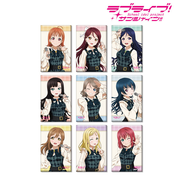 ラブライブ！サンシャイン！！ 描き下ろし チェックワンピース衣装ver. トレーディングスクエア缶バッジ 9個入りBOX[アルマビアンカ]《在庫切れ》