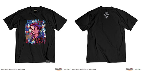 TVアニメ『進撃の巨人』The Final Season ウォールアートTシャツ(エレン) ディープブラック L[AIR TWOKYO]《在庫切れ》