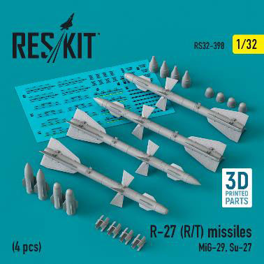 1/32 R-27 (R/T) (AA-10 アラモ) レーダー誘導・赤外線誘導空対空ミサイル (4個入)[RES/KIT]