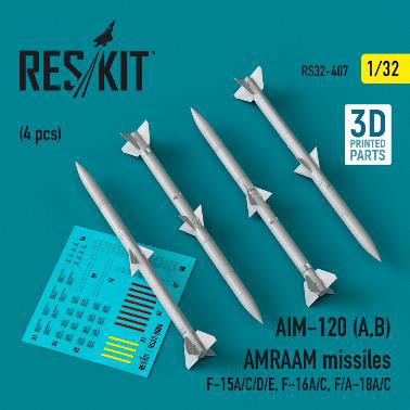 1/32 AIM-120 (A、B) AMRAAM空対空ミサイル (4個入)[RES/KIT]