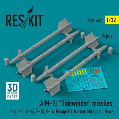 1/32 AIM-9J サイドワインダーミサイル(4個入)[RES/KIT]