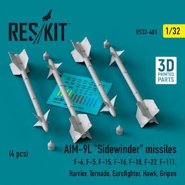 1/32 AIM-9L サイドワインダーミサイル(4個入)[RES/KIT]