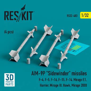 1/32 AIM-9P サイドワインダーミサイル(4個入)[RES/KIT]