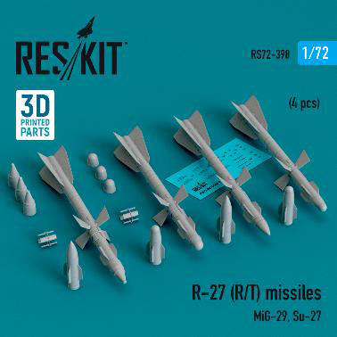 1/72 R-27 (R/T) (AA-10 アラモ) レーダー誘導・赤外線誘導空対空ミサイル (4個入)[RES/KIT]