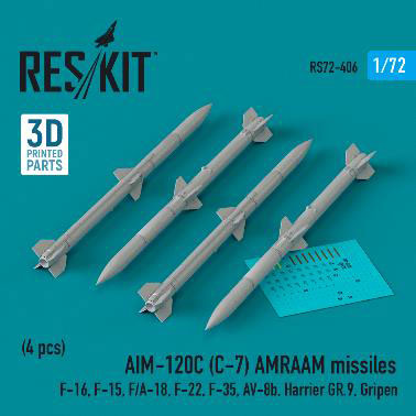 1/72 AIM-120C (C-7) AMRAAM空対空ミサイル (4個入)[RES/KIT]