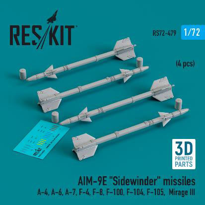 1/72 AIM-9E サイドワインダーミサイル (4個入)[RES/KIT]