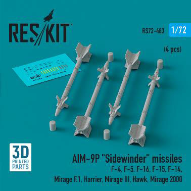 1/72 AIM-9P サイドワインダーミサイル (4個入)[RES/KIT]