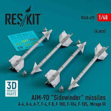 1/48 AIM-9D サイドワインダーミサイル(4個入)[RES/KIT]《在庫切れ》