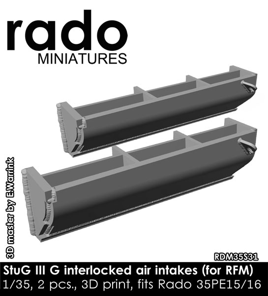 1/35 WWII ドイツ III号突撃砲G型用 インターロック式吸気口セット(2個入 ライフィールドモデル用)[Rado Miniatures]