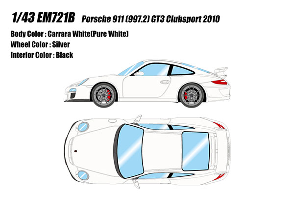 1/43 ポルシェ 911(997.2) GT3 クラブスポーツ 2010 カレラホワイト[メイクアップ]