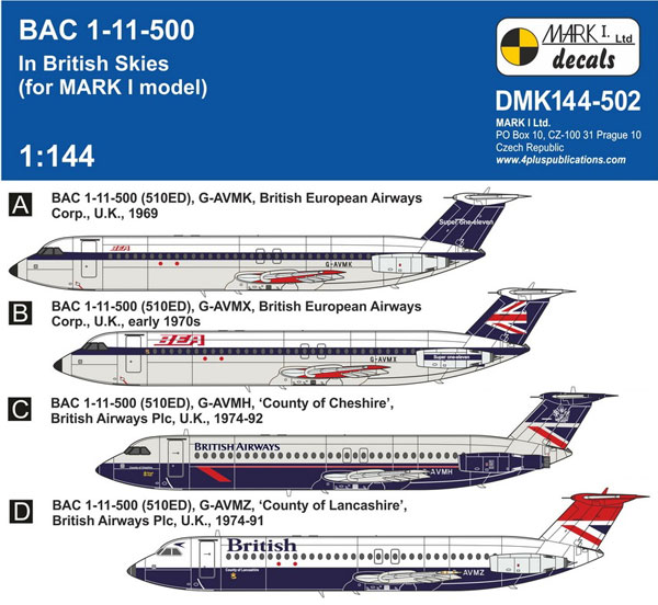 1/144 BAC 1-11-500 “イギリス上空“デカール (マーク1用)[マークワンモデル]