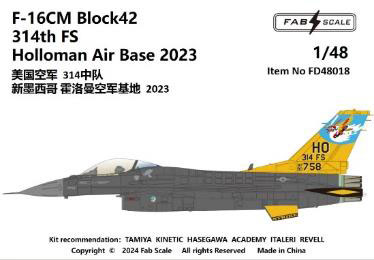 1/48 米空軍 F-16CM ブロック42 第314戦闘飛行隊 ホロマン空軍基地 2023年[ファブスケールスタジオ]