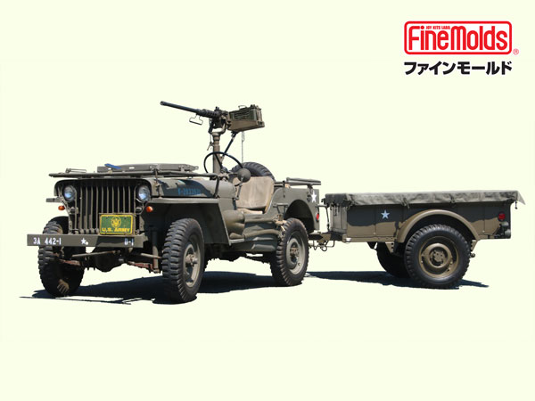 1/20 ミリタリービークル アメリカ陸軍1/4トン 4x4トラック (トレーラー・機関銃付) プラモデル[ファインモールド]