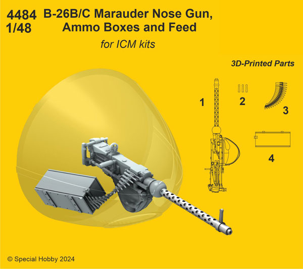 1/48 B-26B/Cマローダー用機首機銃＆弾薬箱・ICM[CMK]