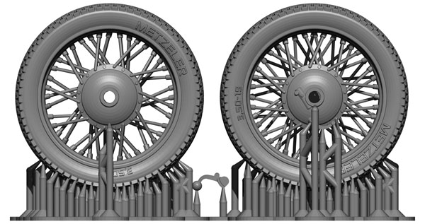 1/35 WWII ドイツ ツュンダップKS600オートバイ用ホイールセット(T社用)[BSK Model]