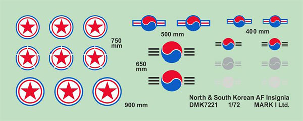 1/72 韓国空軍・北朝鮮空軍国籍マーク[マークワンモデル]