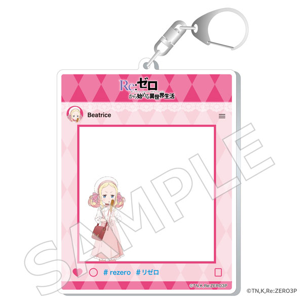 リゼロ スバル エミリア ベアトリス フォトフレーム風キーホルダー 缶