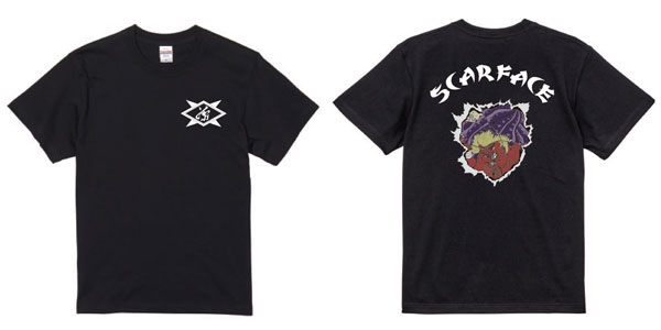 「刃牙」シリーズ 花山薫SCARFACE Tシャツ(黒)S[スパイダーウェブ]