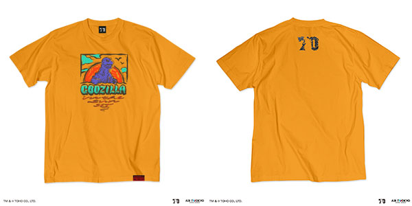 ゴジラ 70周年記念 昭和シリーズ シーンイラスト Tシャツ 1(サンセット) ゴールド S[AIR TWOKYO]