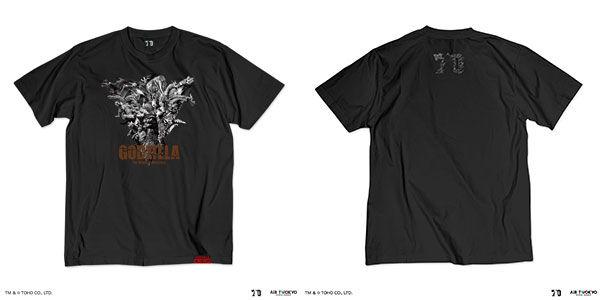 ゴジラ 70周年記念 昭和シリーズ シーンイラストTシャツ 5(アセンブル) ブラック XL[AIR TWOKYO]