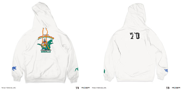 ゴジラ 70周年記念 昭和シリーズ シーンイラストパーカー 2(ジェットジャガー ＆ ゴジラ) オフホワイト M[AIR TWOKYO]《在庫切れ》