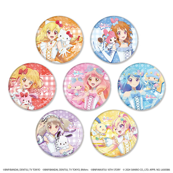 ホログラム缶バッジ(65mm)「アイカツ！シリーズ×サンリオキャラクターズ」01/等身イラスト 7個入りBOX[A3]