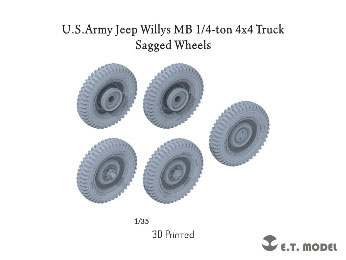 1/35 WWII アメリカ ジープ・ウィリスMB 1/4トン4x4トラック用自重変形タイヤ(T社用)[E.T.MODEL]