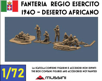 1/72 WWII イタリア王立軍歩兵セット 北アフリカ1940年(11体入) プラモデル[Mussini]