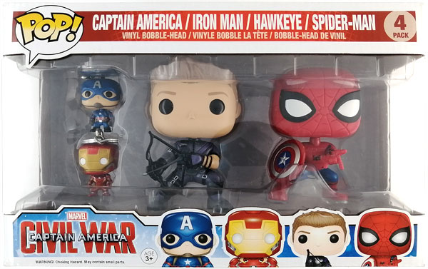 【中古】POP！ シビル・ウォー/キャプテン・アメリカ キャプテン・アメリカ＆アイアンマン＆ホークアイ＆スパイダーマン 4パック[ファンコ]