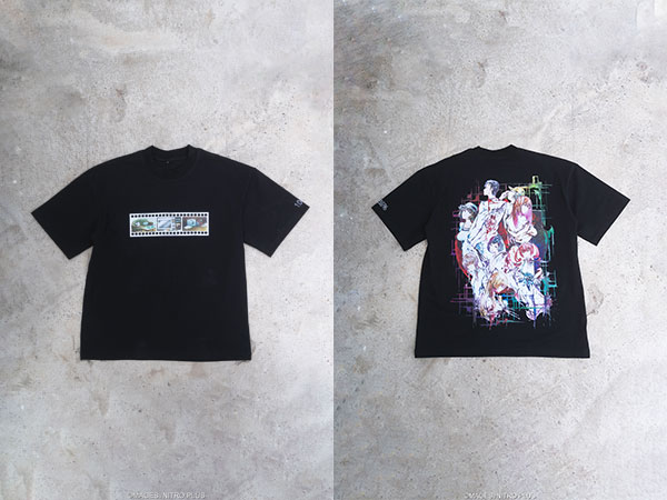 STEINS；GATE ラボメン 水墨画風 黒地カラーTシャツ S[有心蓮月]《在庫