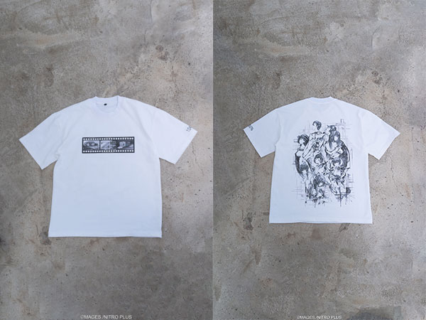 STEINS；GATE ラボメン 水墨画風 白地 モノクロTシャツ M[有心蓮月