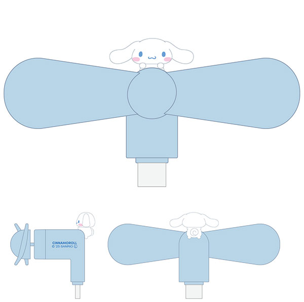 サンリオキャラクターズ コネクタ付きミニクールファン(USB Type-C) シナモロール[グルマンディーズ]《発売済・在庫品》
