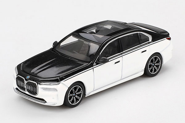 1/64 BMW i7 xDrive60 アルピンホワイト/ブラックサファイア(左ハンドル)[MINI GT]