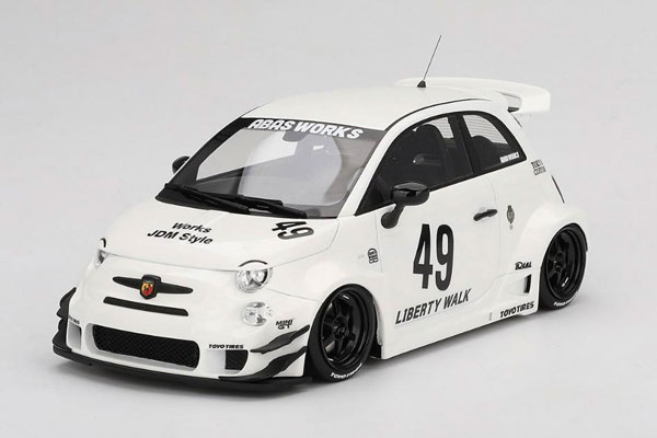 1/18 アバルト 595 LB-WORKS x Abas Works ガラ ホワイト[TOP SPEED]