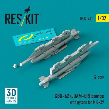 1/32 GBU-62 JDAM-ER 爆弾 w/MiG-29用パイロン (2個入)[RES/KIT]