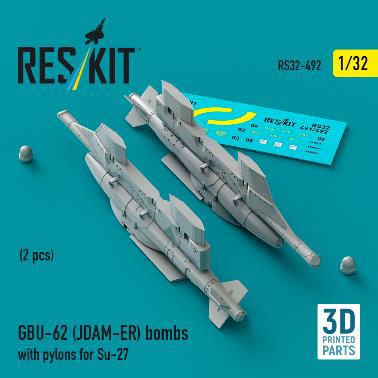 1/32 GBU-62 JDAM-ER 爆弾 w/Su-27用パイロン (2個入)[RES/KIT]