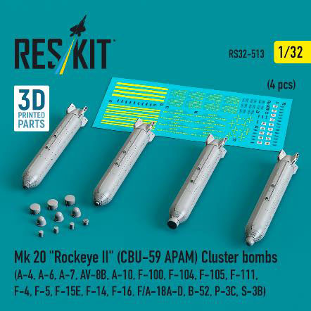 1/32 Mk.20 ロックアイII (CBU-59 APAM)  クラスター爆弾 (4個入)[RES/KIT]