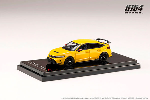 1/64 Honda CIVIC TYPE R (FL5) RACING BLACK Package / 純正オプションパーツ装着車 イエロー(カスタムカラー)[ホビージャパン]《発売済・在庫品》