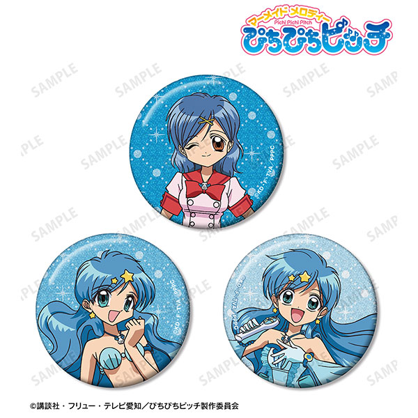 アニメ「ぴちぴちピッチ」 波音 グリッター缶バッジ 3個セット