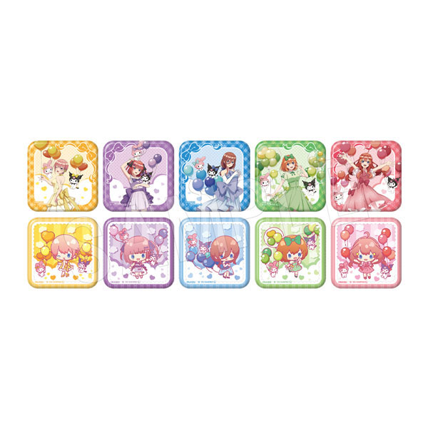 五等分の花嫁*×マイメロディ＆クロミ トレーディングスクエア缶バッジ バルーン＆リボンver. 10個入りBOX[中外鉱業]