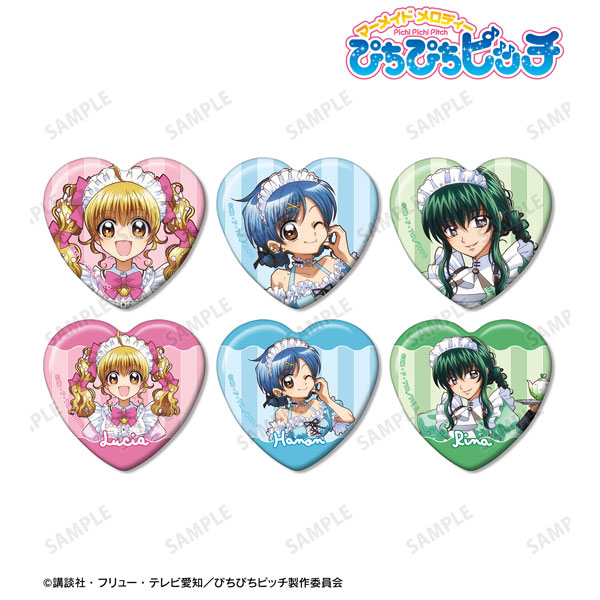 ぴちぴちピッチ タワーレコード メイドver. 缶バッジ るちあ　セット アニメ「ぴちぴちピッチ」の描き下ろし メイドver