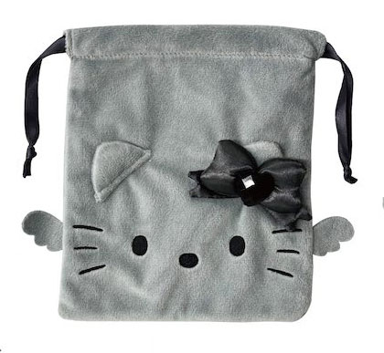 ハローキティ フェイス巾着 グレー[ティー・シー・ピー]《発売済・在庫品》