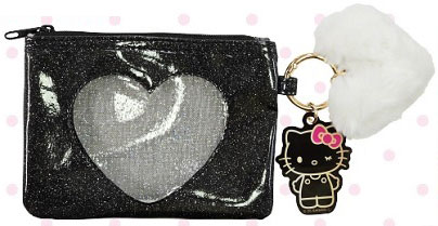 ハローキティ ハート窓付きポーチ(ギャルキティ) ブラック[サンアート]《発売済・在庫品》