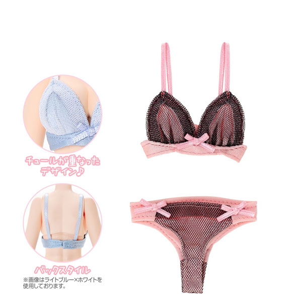 1/6 Q’z オーバーチュールブラ＆ショーツset ピンク×ブラック (ドール用)[アゾン]《０９月予約》