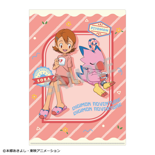 デジモンアドベンチャー A4シングルクリアファイル 武之内空＆ピヨモン 太刀川ミミ＆パルモン 寝起き[カミオジャパン]