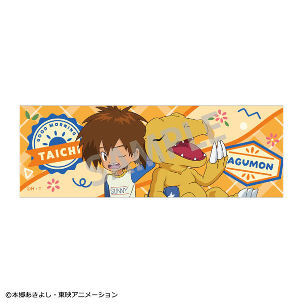 デジモンアドベンチャー ロングスクエア缶バッジ 八神太一＆アグモン 寝起き[カミオジャパン]