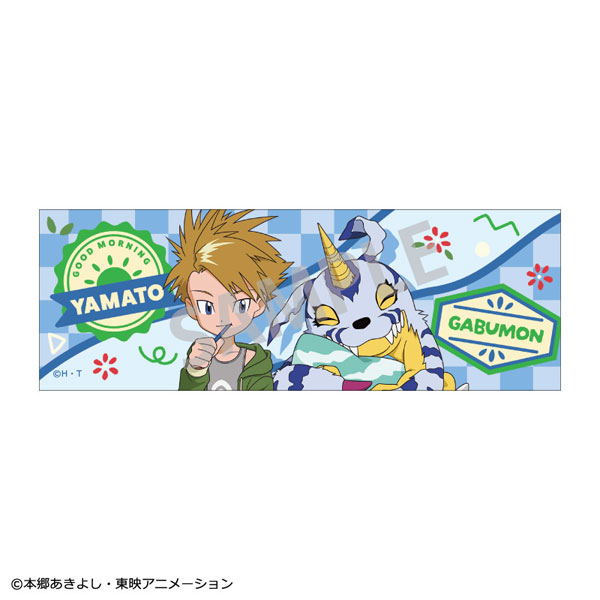 デジモンアドベンチャー ロングスクエア缶バッジ 石田ヤマト＆ガブモン 寝起き[カミオジャパン]