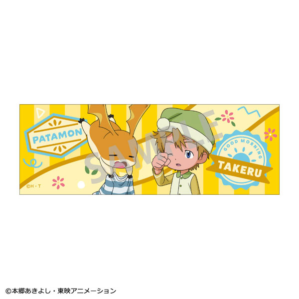 デジモンアドベンチャー ロングスクエア缶バッジ 高石タケル＆パタモン 寝起き[カミオジャパン]