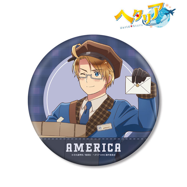 アニメ「ヘタリア World★Stars」 描き下ろし アメリカ 郵便屋ver. BIG缶バッジ[アルマビアンカ]《在庫切れ》